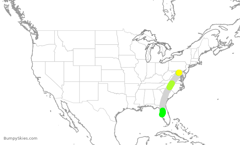 Turbulence forecast map for SWA1119, BWI to TPA