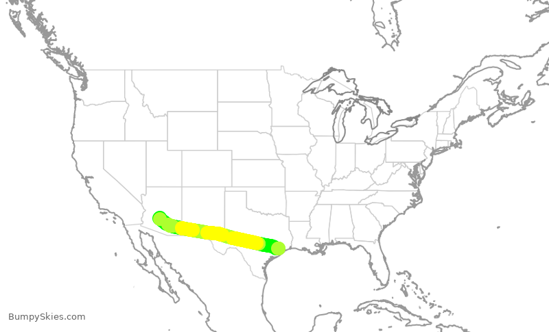 Turbulence forecast map for SWA1129, HOU to PHX