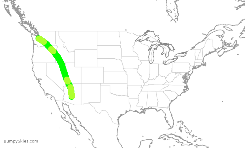 Turbulence forecast map for SWA1129, PHX to SEA