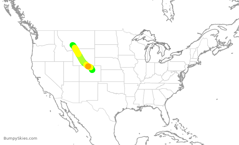 Turbulence forecast map for SWA1131, BZN to DEN