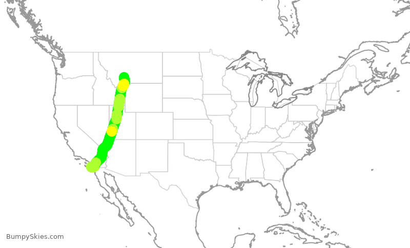 Turbulence forecast map for SWA1133, SAN to BZN