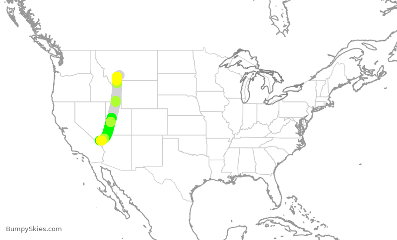 Turbulence forecast map for SWA1136, BZN to LAS
