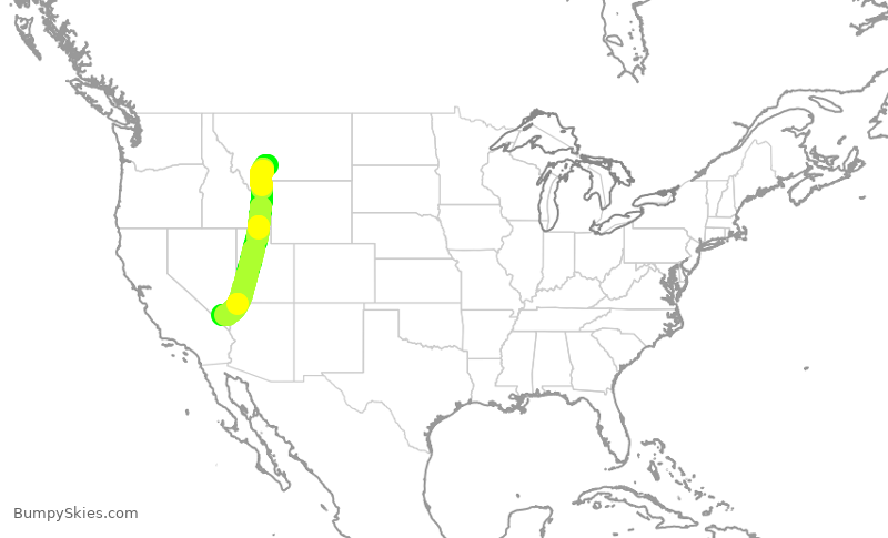 Turbulence forecast map for SWA1137, BZN to LAS