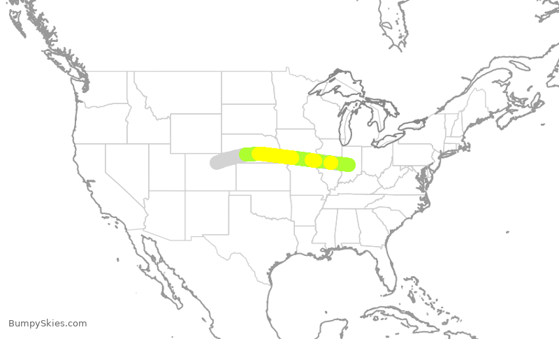 Turbulence forecast map for SWA1138, IND to DEN