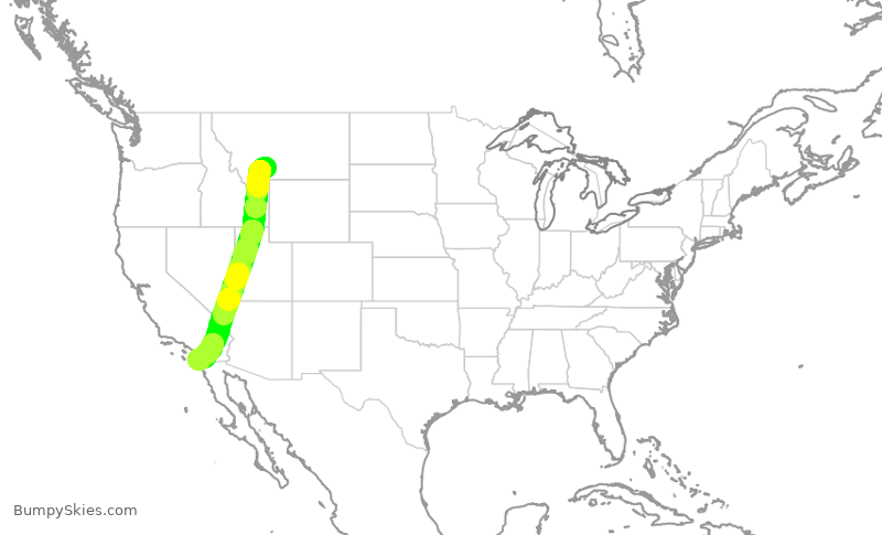 Turbulence forecast map for SWA1139, BZN to SAN