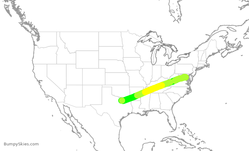 Turbulence forecast map for SWA113, DAL to DCA