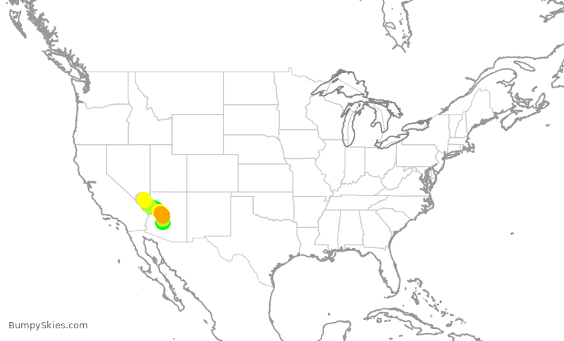Turbulence forecast map for SWA113, LAS to PHX