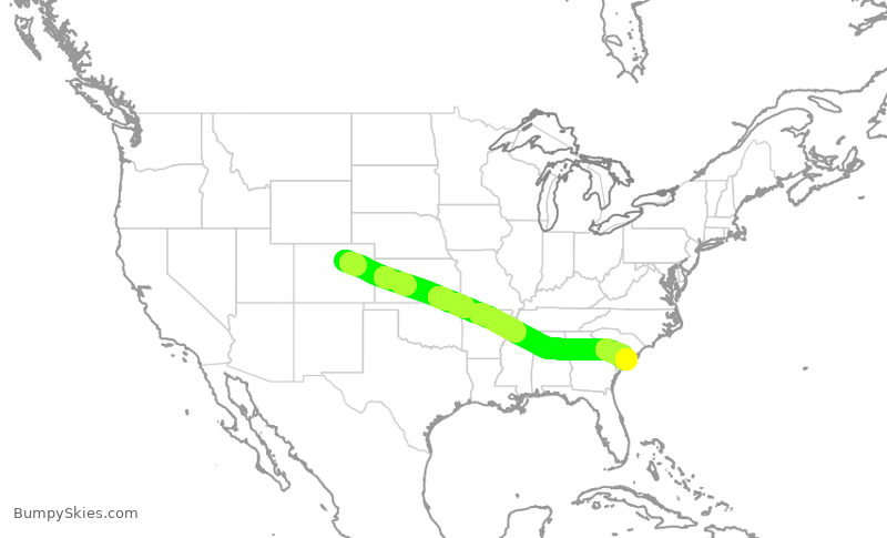 Turbulence forecast map for SWA1142, DEN to CHS
