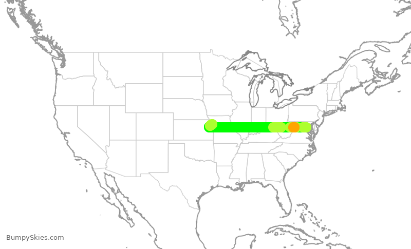 Turbulence forecast map for SWA1146, DCA to MCI