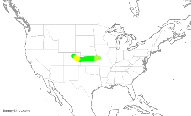Turbulence forecast map for SWA1146, MCI to DEN
