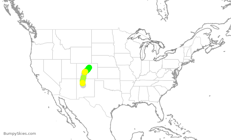 Turbulence forecast map for SWA114, ABQ to DEN