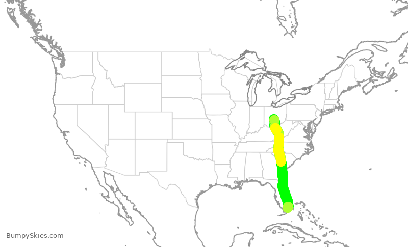 Turbulence forecast map for SWA114, CMH to MIA