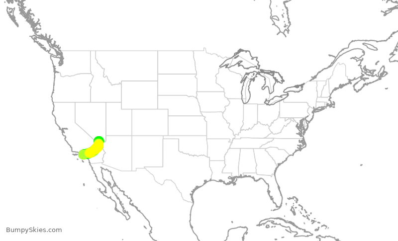 Turbulence forecast map for SWA1150, LAS to LAX
