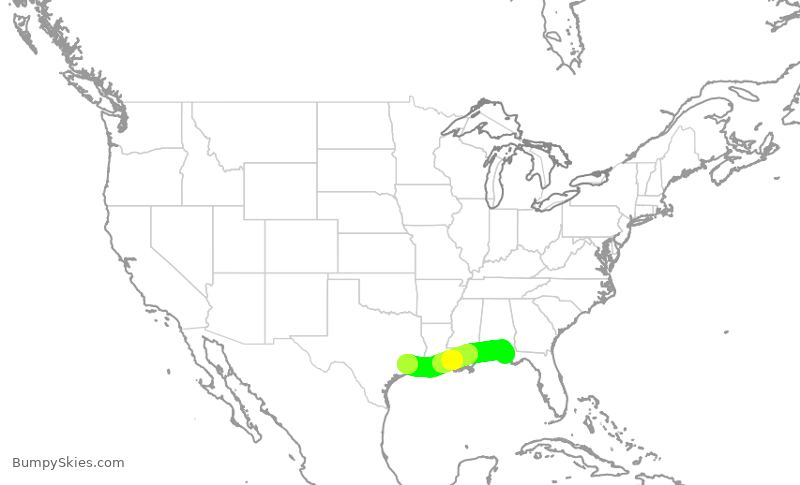 Turbulence forecast map for SWA1156, ECP to HOU
