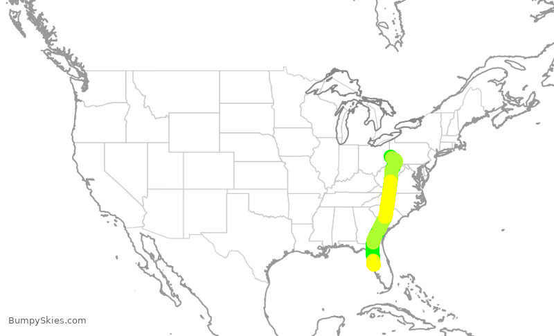 Turbulence forecast map for SWA1158, TPA to PIT