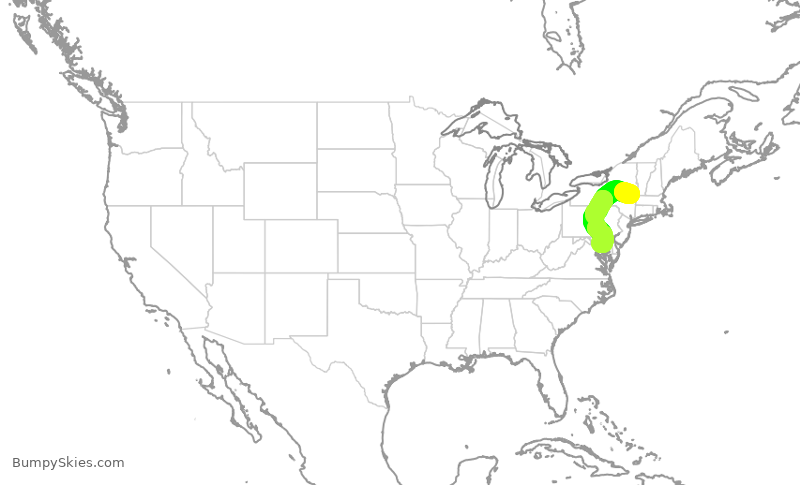 Turbulence forecast map for SWA1159, ALB to BWI