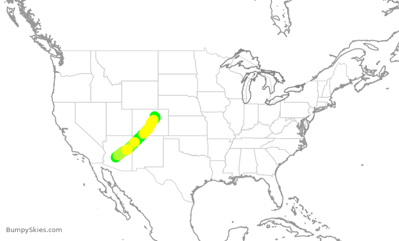 Turbulence forecast map for SWA1159, DEN to PHX