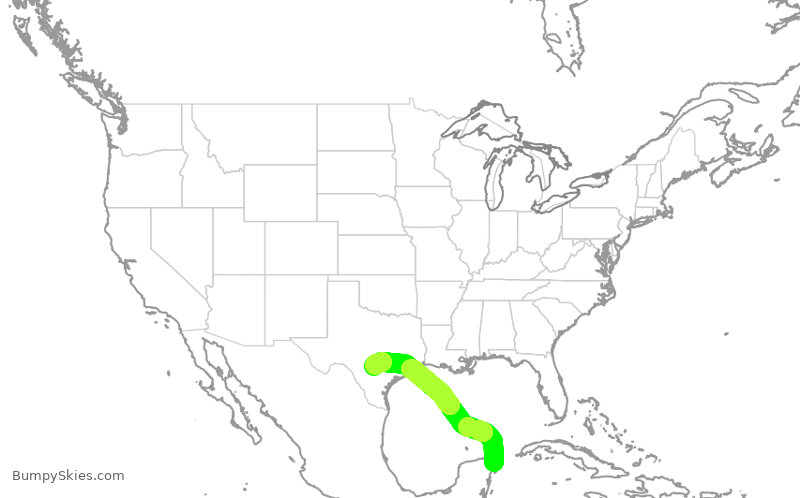 Turbulence forecast map for SWA115, CUN to SAT