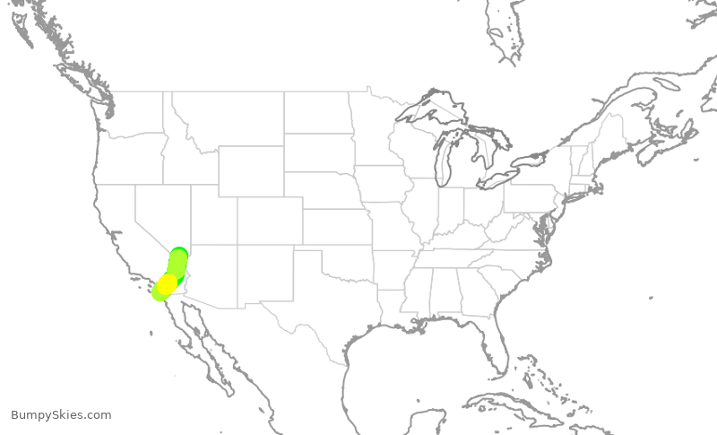 Turbulence forecast map for SWA1168, LAS to SAN