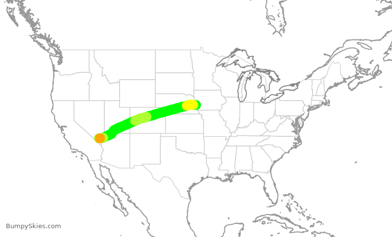Turbulence forecast map for SWA116, LAS to OMA