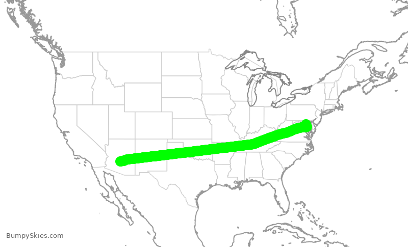 Turbulence forecast map for SWA1170, PHX to BWI