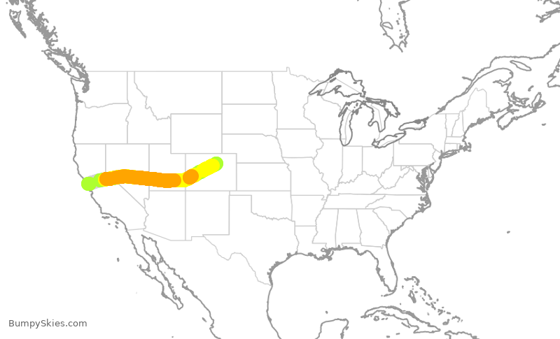 Turbulence forecast map for SWA1170, SFO to DEN