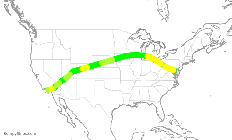 Turbulence forecast map for SWA1172, BWI to LAX