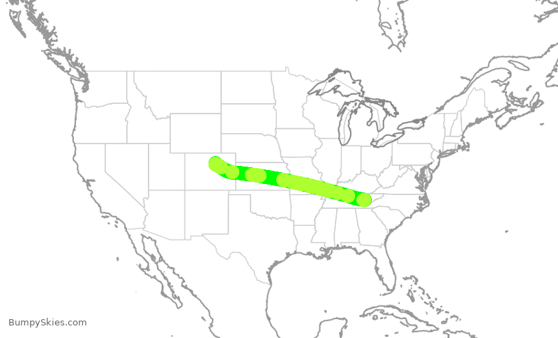 Turbulence forecast map for SWA1177, TYS to DEN