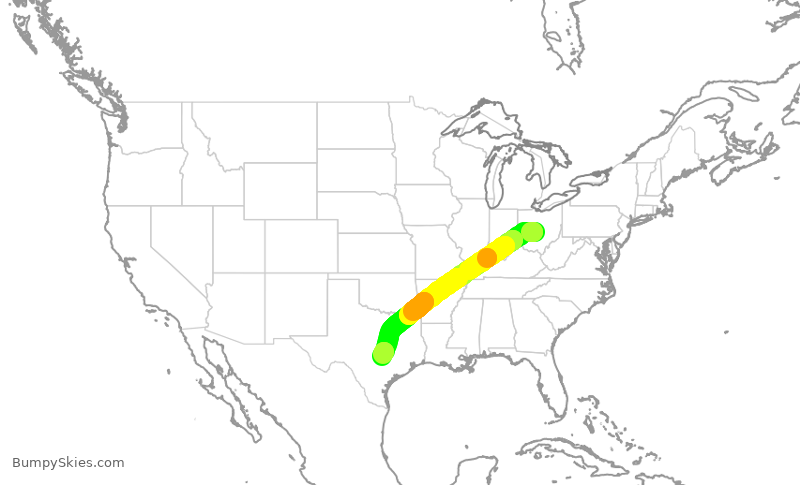 Turbulence forecast map for SWA1178, CMH to AUS