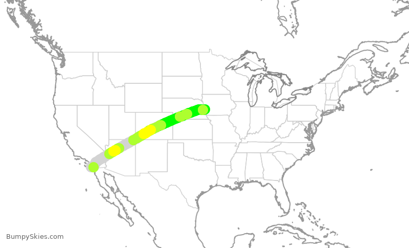 Turbulence forecast map for SWA1178, SAN to OMA