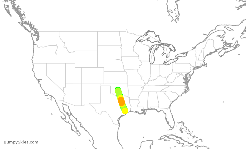 Turbulence forecast map for SWA1179, HOU to OKC