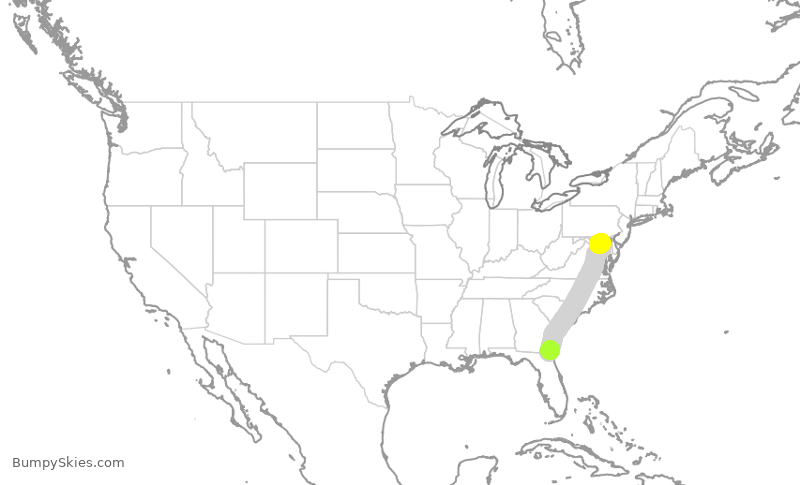 Turbulence forecast map for SWA1181, JAX to BWI