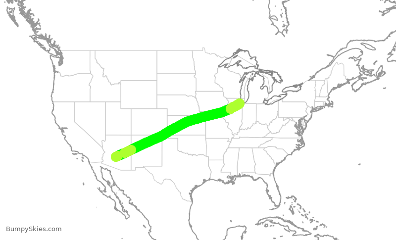 Turbulence forecast map for SWA1181, PHX to MDW
