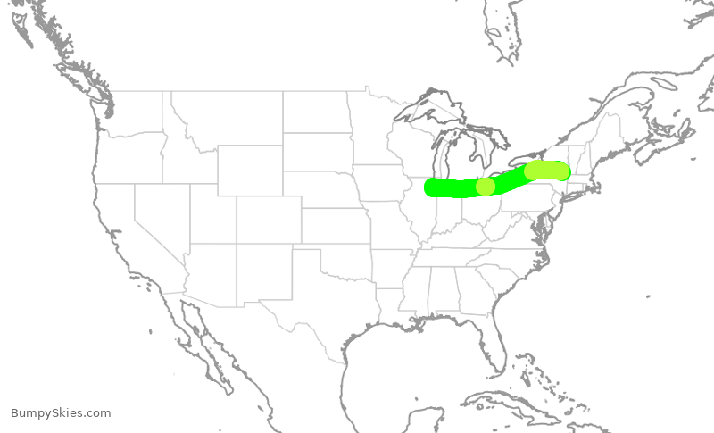 Turbulence forecast map for SWA1183, ALB to MDW