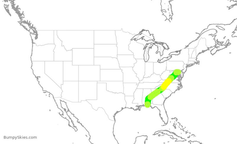 Turbulence forecast map for SWA1183, BWI to VPS