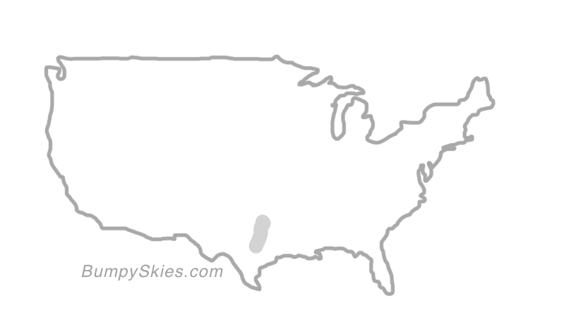 Map of continental US with illustrated flight path and turbulence forecast (described in text below)