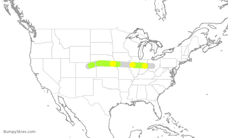 Turbulence forecast map for SWA1186, CMH to DEN