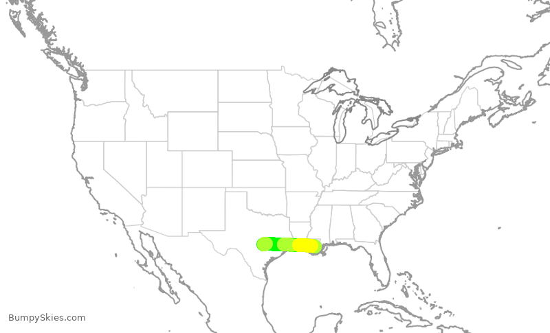 Turbulence forecast map for SWA1188, AUS to MSY