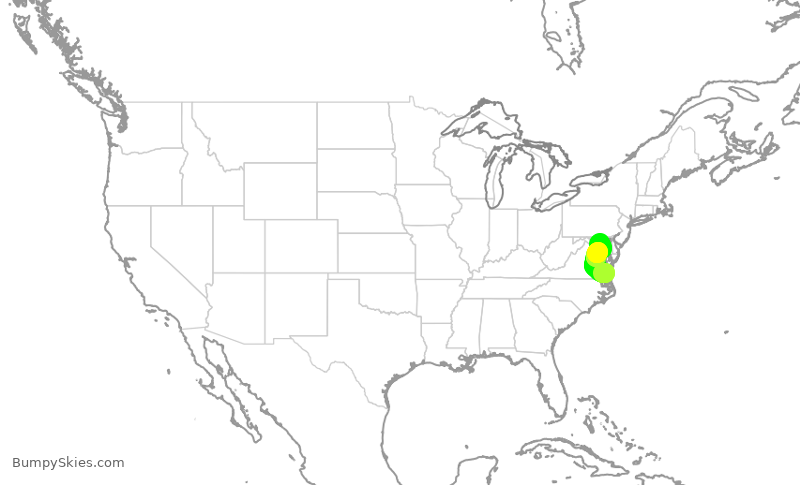 Turbulence forecast map for SWA1189, ORF to BWI