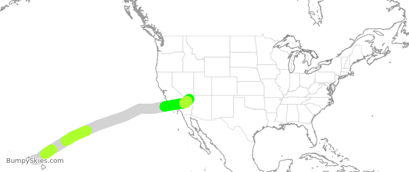 Turbulence forecast map for SWA1189, HNL to LAS