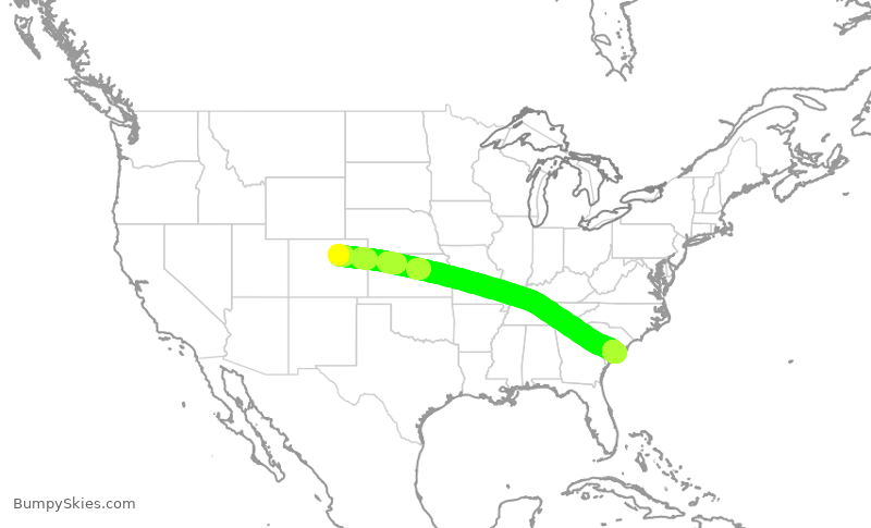 Turbulence forecast map for SWA1190, DEN to CHS