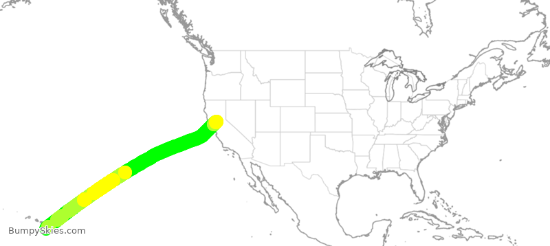 Turbulence forecast map for SWA1190, KOA to SMF