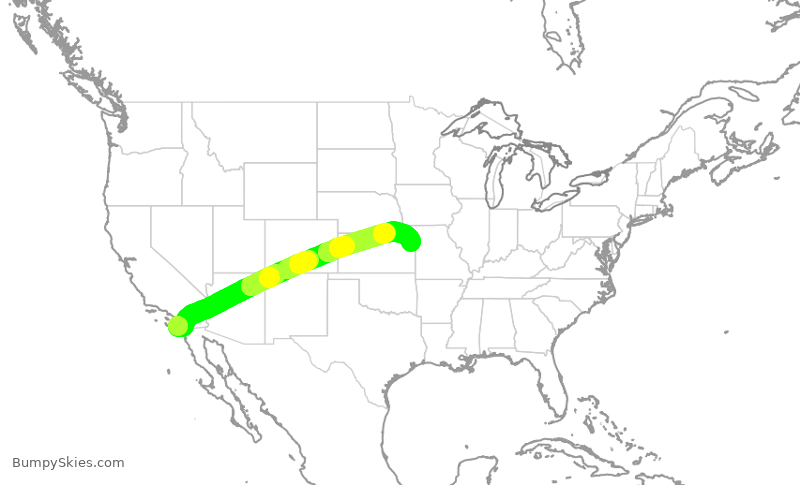 Turbulence forecast map for SWA1191, SAN to MCI