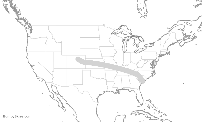 Turbulence forecast map for SWA1192, CHS to DEN