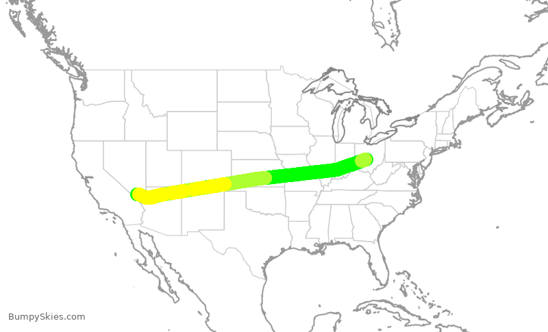 Turbulence forecast map for SWA1192, CMH to LAS