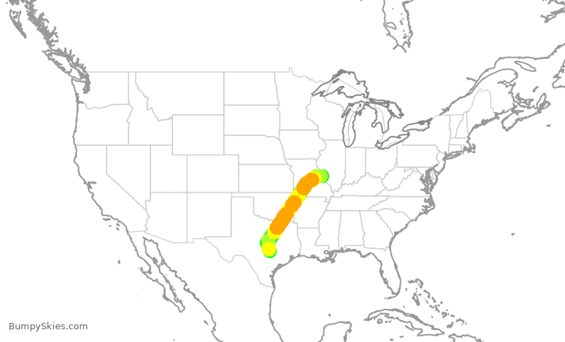 Turbulence forecast map for SWA1193, AUS to STL