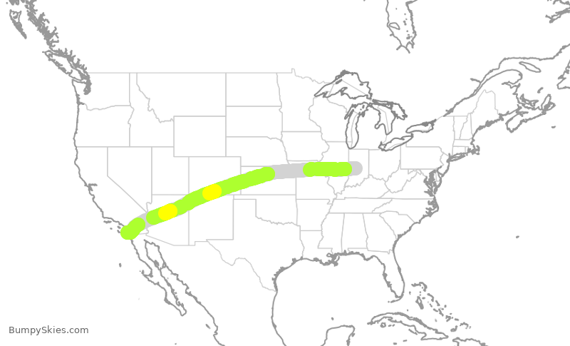 Turbulence forecast map for SWA1193, IND to SAN