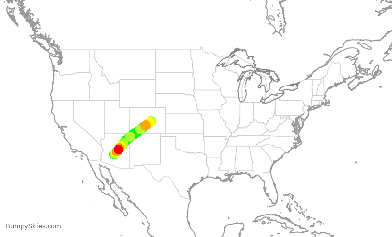 Turbulence forecast map for SWA1194, PHX to COS