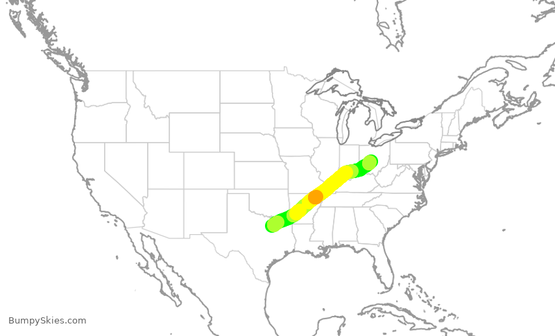Turbulence forecast map for SWA1198, DAL to CMH