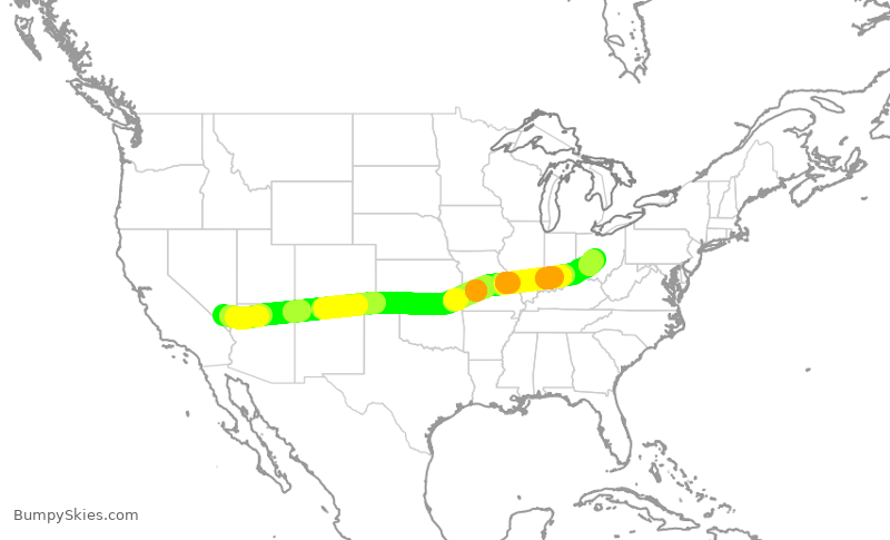 Turbulence forecast map for SWA1198, LAS to CMH
